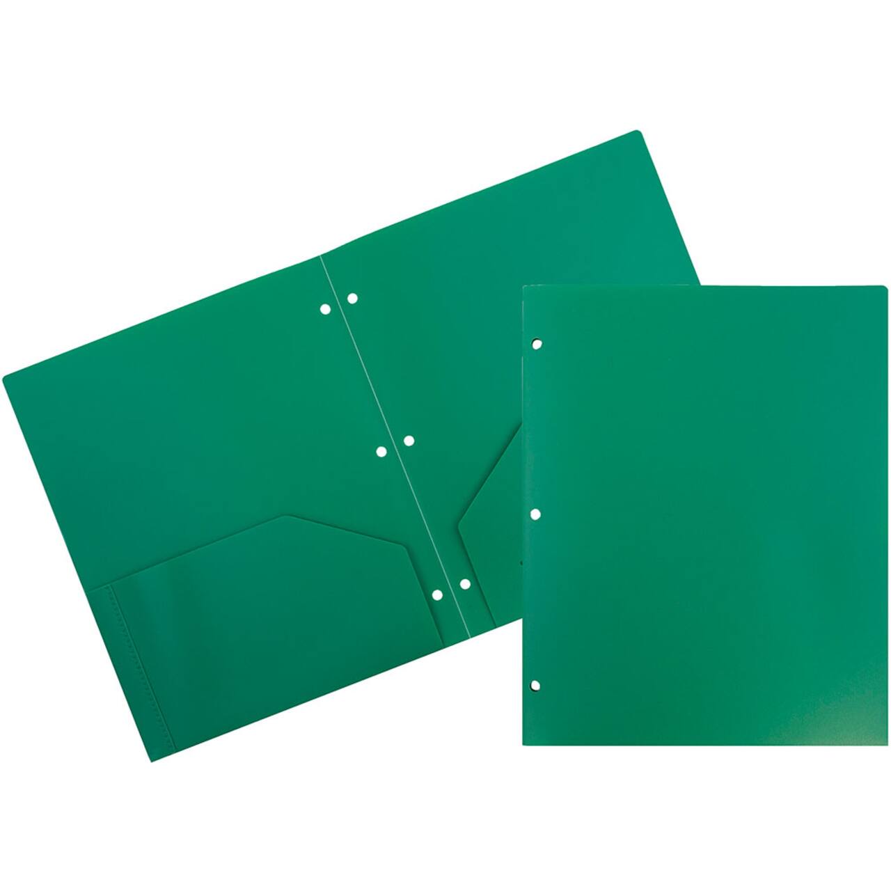JAM Paper 3-Hole Heavy Duty Plastic Pocket Folder, 6ct.